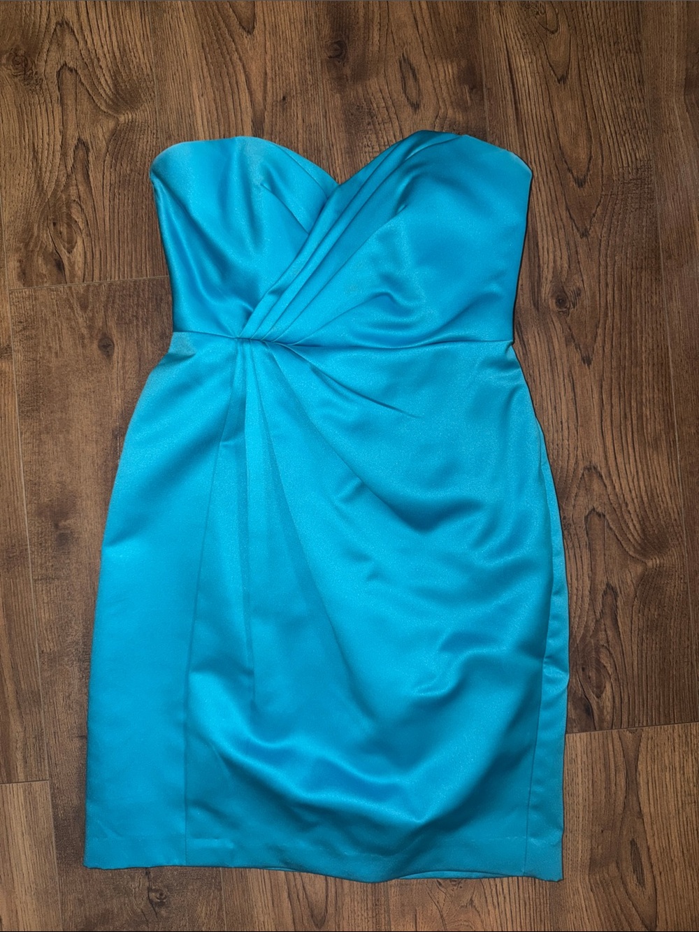 David's Bridal Strapless Turquoise Sheath Dress